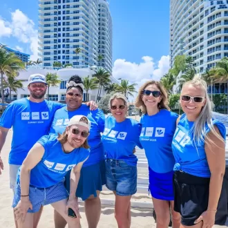group photo at a beach